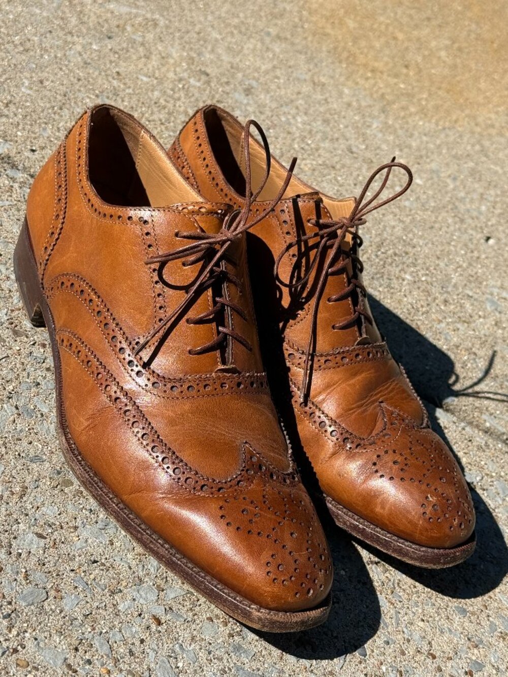 E.M. Allen Mens 10 Italian Leather Wingtip Brogue Oxfords Old Money 4097